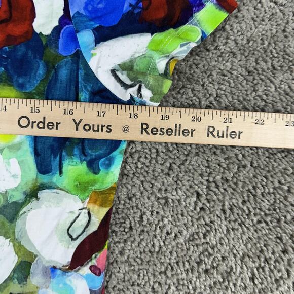 Dolcezza Shirt Womens Large Multicolor Abstract Floral Twist Front Simply Art - Picture 7 of 8